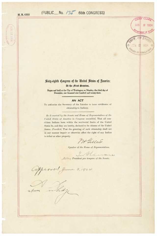 The Indian Citizenship Act of 1924 - Meherrin Indian Nation