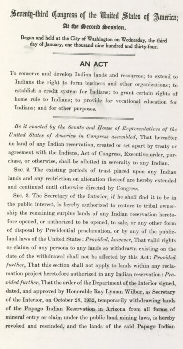 The Indian Reorganization Act – Meherrin Indian Nation